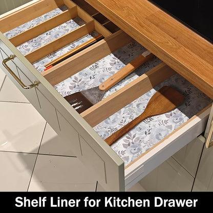 Blue Floral Shelf and Drawer Liner - Image 4