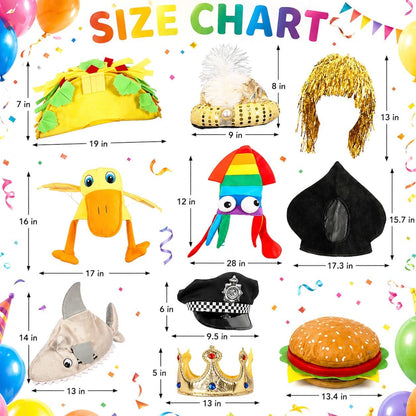 Funny Party Hats Bulk,Costume Crazy Hats for Adults, Photo Booth Props, Birthday Halloween Party Supplies