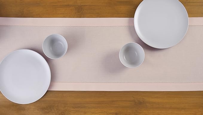 Solino Home Cotton Linen Pink Table Runner 120 Inches Long - Image 3
