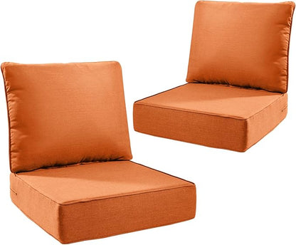 6" Thick Outdoor Cushions 24x24x6, 2-Set Deep Seat Patio Cushions by Pugire