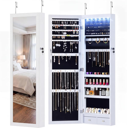 dumos jewelry organizer mirror, 6 leds jewelry armoire, main product view