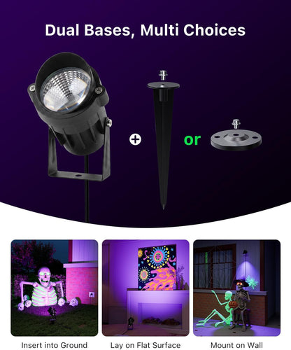 FALOVE 4 Pack 120V Blacklight Spotlight with 4.92ft Cord to Halloween Decor