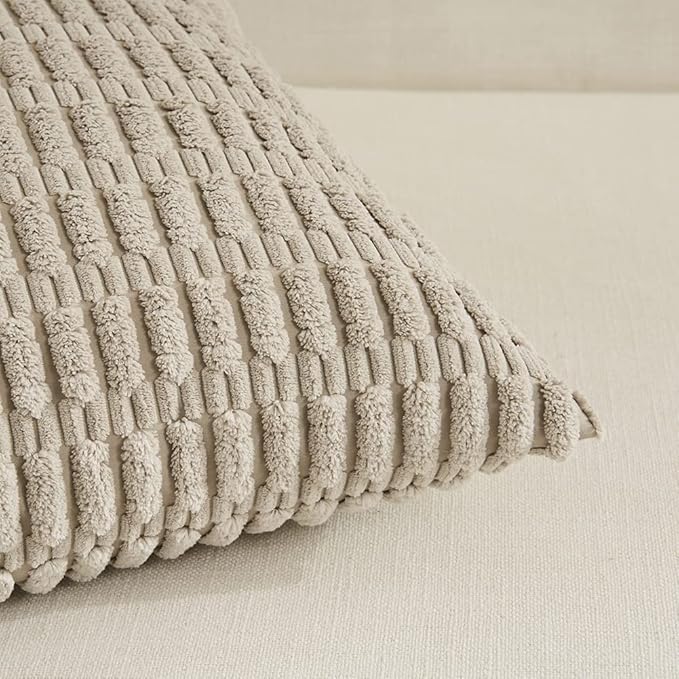 Fancy Homi 4 Packs Taupe Decorative Throw Pillow Covers 18x18 Inch - Image 4