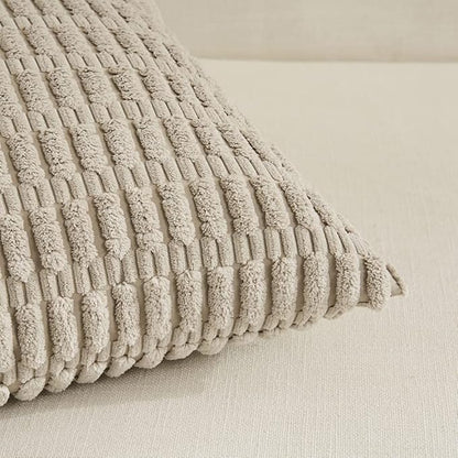 Fancy Homi 4 Packs Taupe Decorative Throw Pillow Covers 18x18 Inch - Image 4