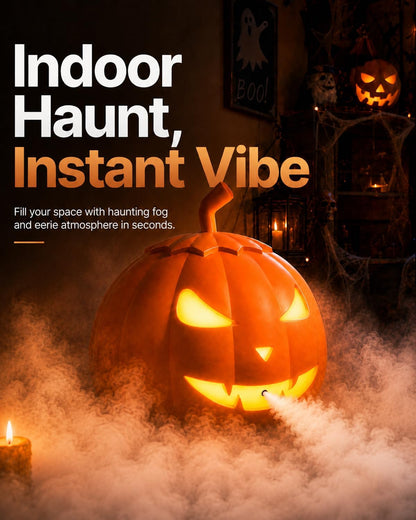 HOPOCO Halloween Pumpkin Fog Machine with 12 LED Colors & 4 Light Modes