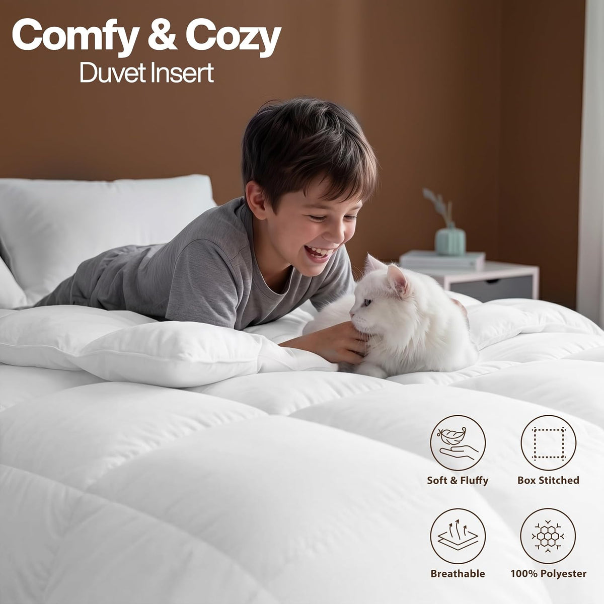 utopia bedding full size comforter, duvet insert, white, package contents