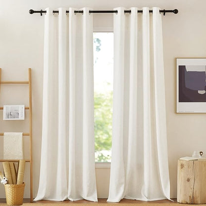 NICETOWN Linen Burlap Curtains Extra Long 120 inch, Grommet Privacy by NICETOWN