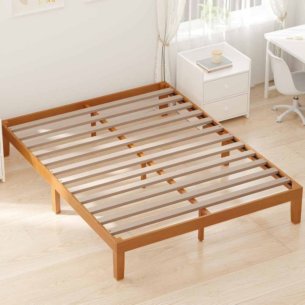 Sweetcrispy Queen Size Bed Frames, 12 Inch Height Wood Platform Bed Frame
