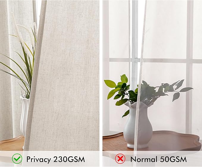 MIULEE Non-See-Through Privacy Linen Curtains 2 Panels, Light Filtering Window - Image 4
