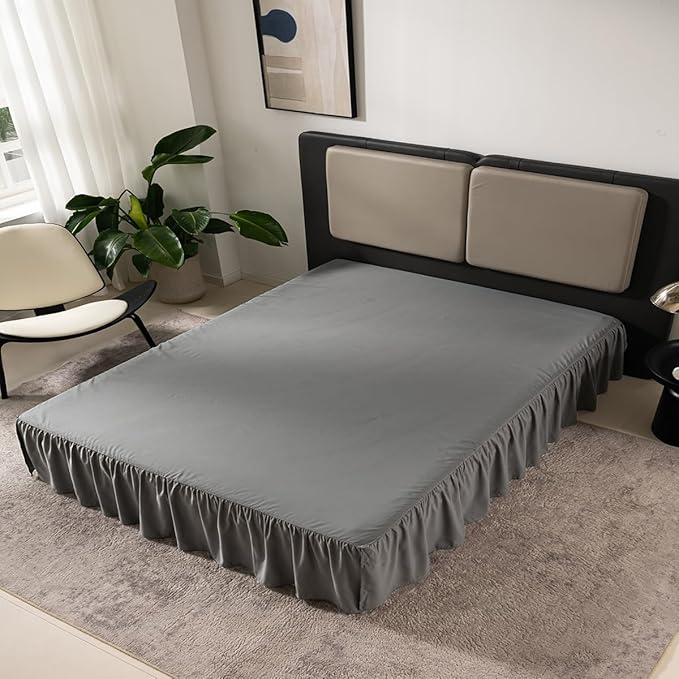 TSUTOMI Queen Size Grey Bed Skirt - Image 7