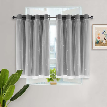 Kinryb Kids Blackout Curtains for Bedroom/Living Room/Classroom, Sheer Overlay - Image 3