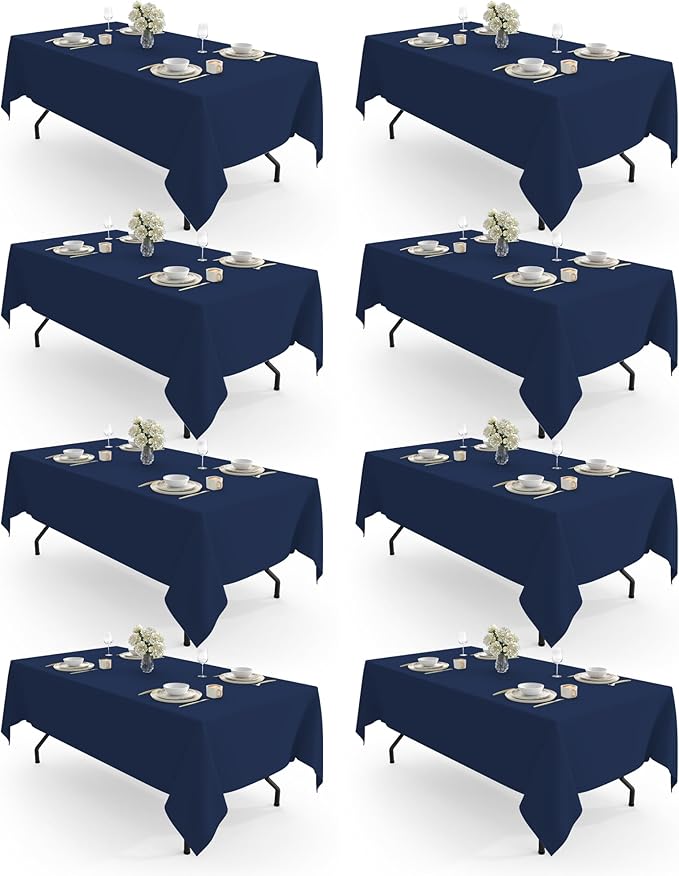 Pureegg Rectangle Table Cloth 60" x 84" – 8 Packs, Durable Polyester Tablecloth by Pureegg