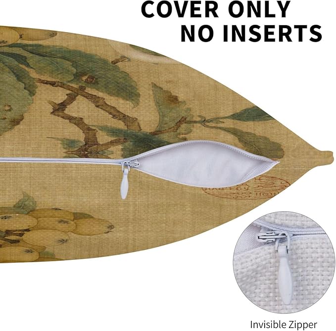 Vintage Rustic Chinoiserie Floral Bird Throw Pillow Covers 18x18 Inch Set of 2 - Image 5