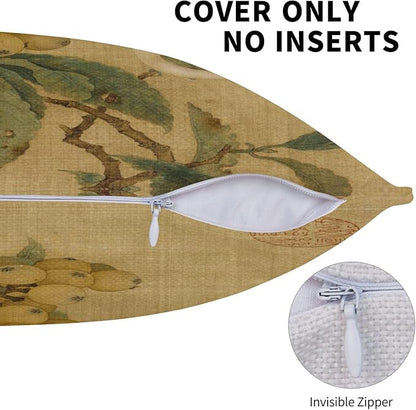 Vintage Rustic Chinoiserie Floral Bird Throw Pillow Covers 18x18 Inch Set of 2 - Image 5