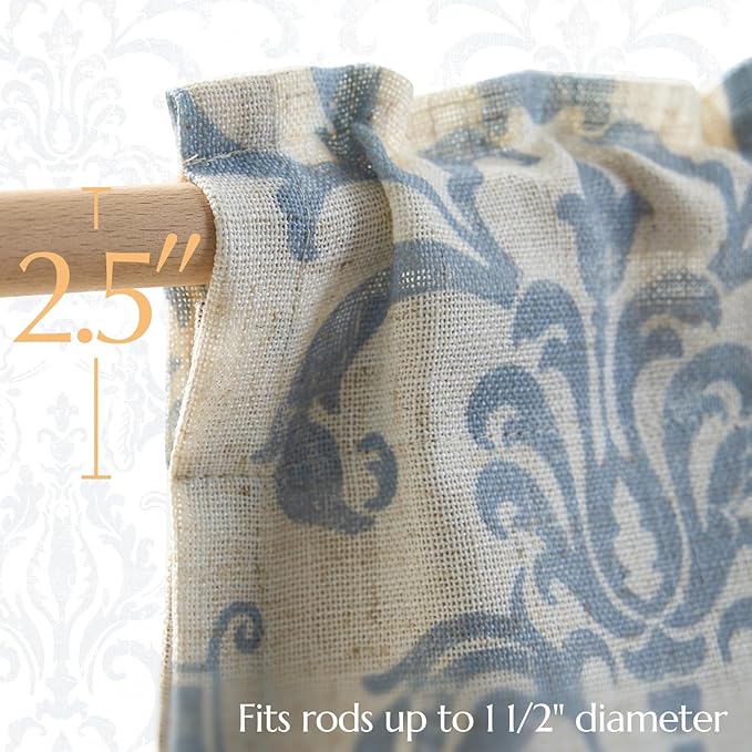 jinchan Linen Valance Curtain for Kitchen Vintage Damask Floral Blackout - Image 5
