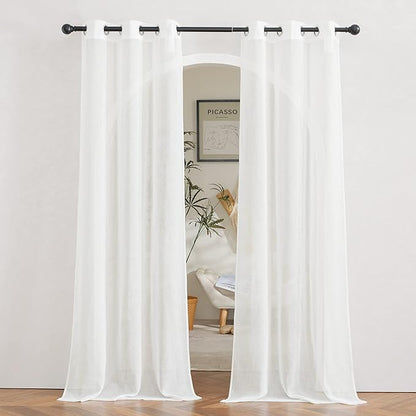 NICETOWN Living Room Ivory Curtains 84 inch Long, Grommet Linen Blend by NICETOWN