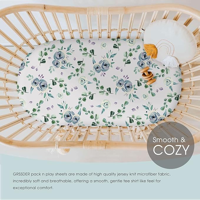 Stretchy Ultra Soft Fitted Bassinet Sheet Set 2 Pack, Universal Cradle Sheet Set - Image 3