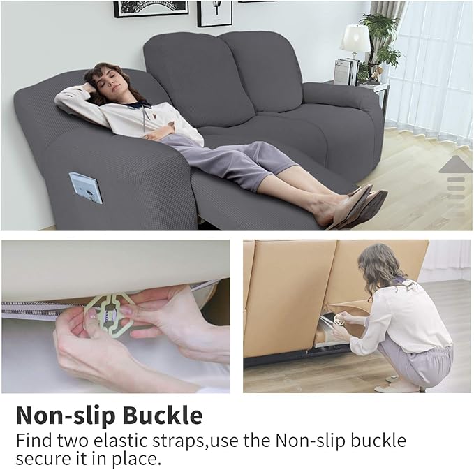 Easy-Going 8 Pieces Recliner Sofa Stretch Sofa Slipcover Sofa Cover Furniture - Image 3