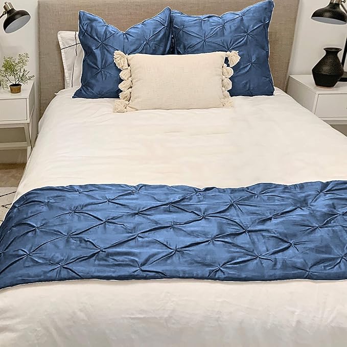 Bed Runner Set - 100% Pure Cotton 800 Thread Count - Luxury 1 Pinch Pleated Bed - Image 2