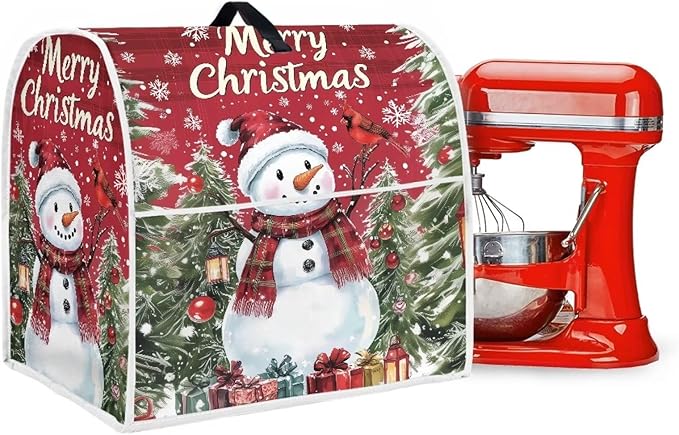 Merry Christmas Stand Mixer Cover Red Snowman Small Appliance Dust Covers - Image 5