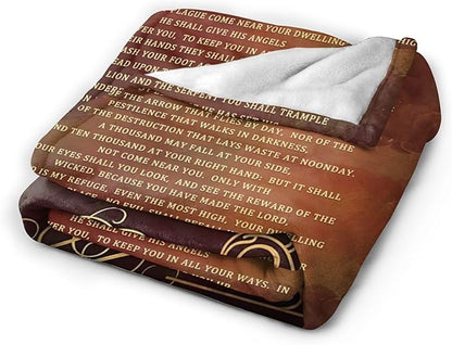 Psalm 91 Blanket Christian Religious Throw Blanket Bible Verse Flannel Stuff - Image 2