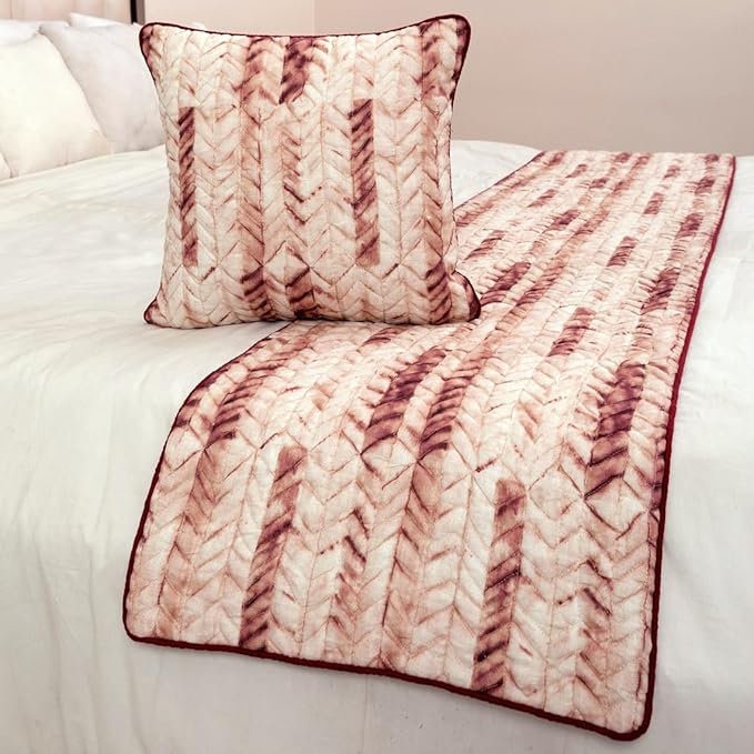 The HomeCentric King/Queen/Twin Maroon & Ivory Designer Twin 53"x18" Bed Runner - Image 5