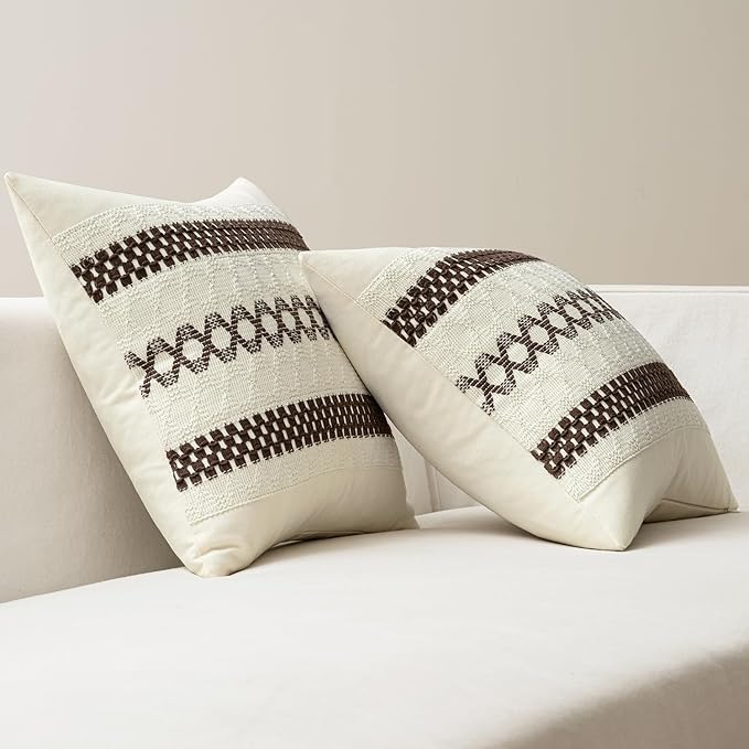 MIULEE Set of 2 Dark Brown Boho Decorative Pillow Covers 20x20 Inch Farmhouse - Image 6