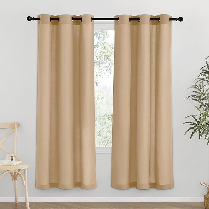 NICETOWN Burlap Thick Linen Curtains 72" Length, Grommet Privacy Window by NICETOWN