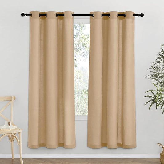 NICETOWN Burlap Thick Linen Curtains 72" Length, Grommet Privacy Window by NICETOWN