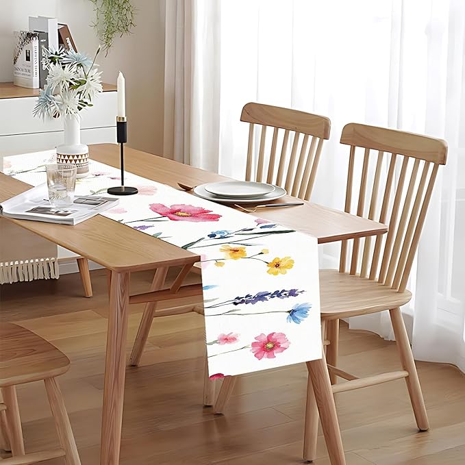 Elegant Watercolor Floral Table Runner – 13x72 Inch Soft Cotton Fabric - Image 5
