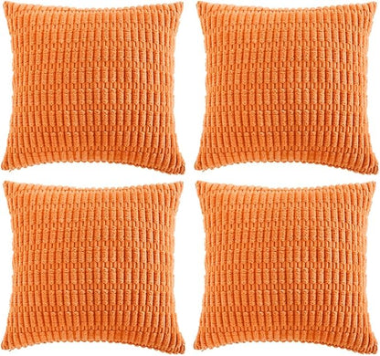 Fancy Homi 4 Packs Orange Fall Decorative Throw Pillow Covers 18x18 Inch by Fancy+Homi