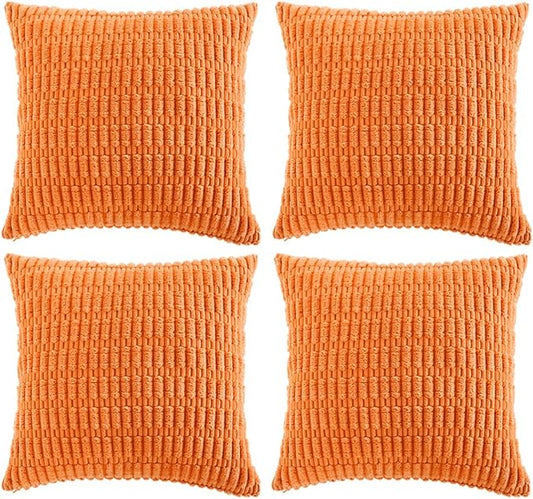 Fancy Homi 4 Packs Orange Fall Decorative Throw Pillow Covers 22x22 Inch by Fancy+Homi