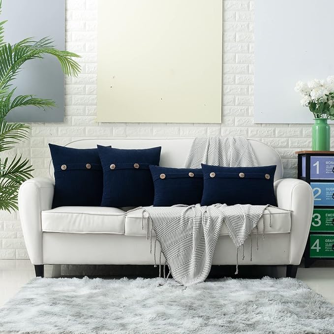 HWY 50 Navy Blue Decorative Rectangle Throw Pillow Covers Set Cushion Cases - Image 6