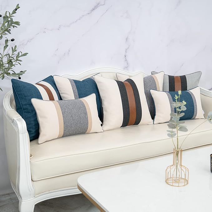 Yangest Patchwork Pillow Cover 20x20 Inch Luxury Cotton and Linen Cushion Cover - Image 5