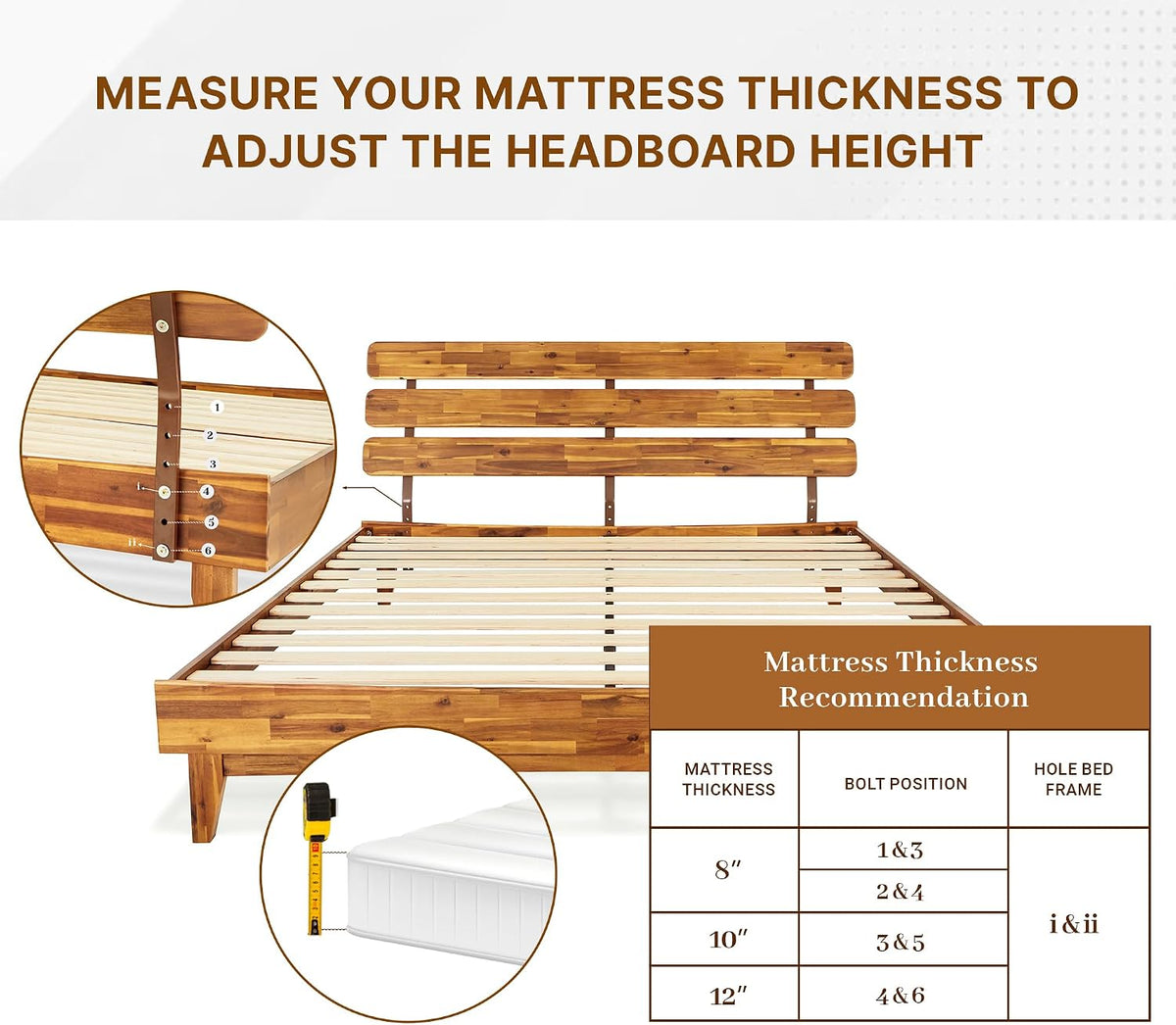 bme caden king size bed frame and adjustable, package contents
