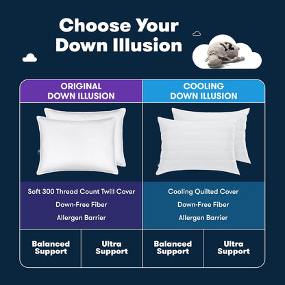 serta down illusion balanced support cotton pillows,standard/queen (2, side view