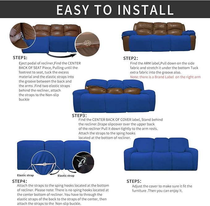 Easy-Going 8 Pieces Recliner Sofa Stretch Sofa Slipcover Sofa Cover Furniture - Image 4
