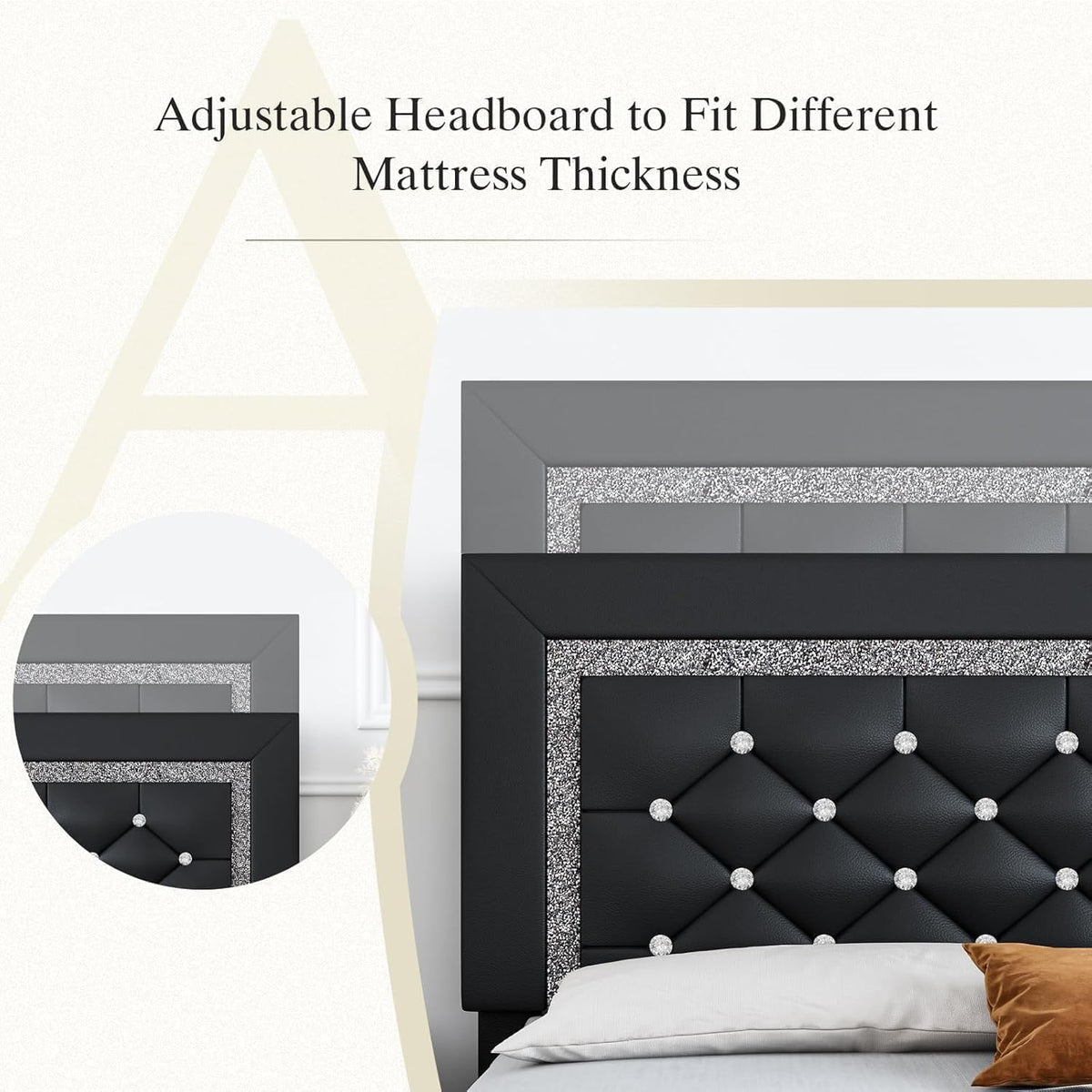 hombck full size bed frame, upholstered platform bed, package contents