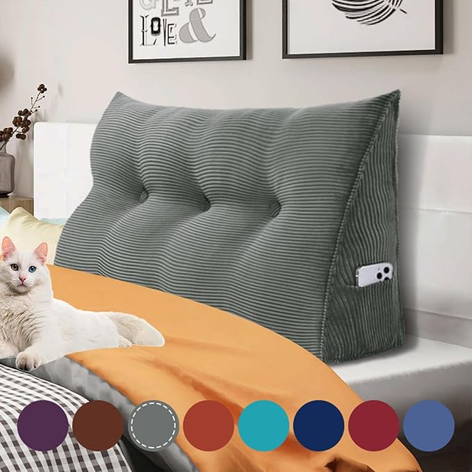 8 lbs Thickened Twin Wedge Pillow Headboard, College Dorm Bed Triangular by Rucener