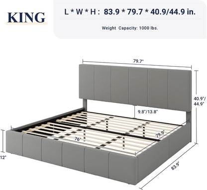 allewie king size dutch velvet upholstered platform bed shown in use