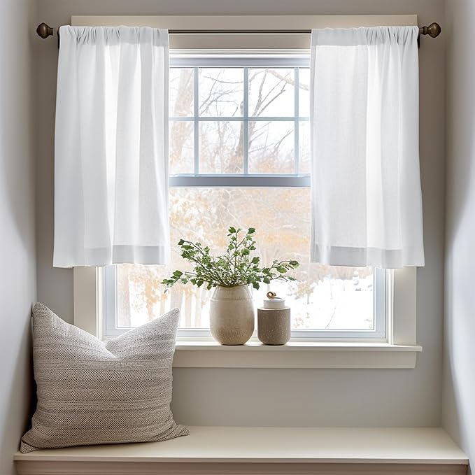 jinchan Linen Textured Tier Curtains 36 Inch - Image 3