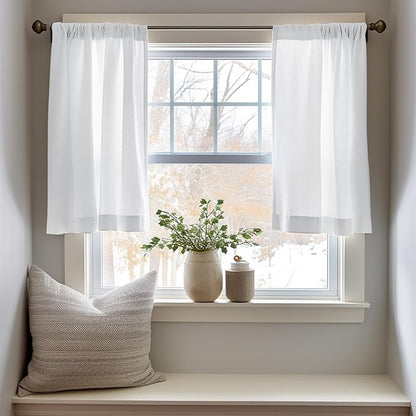 jinchan Linen Textured Tier Curtains 36 Inch - Image 3
