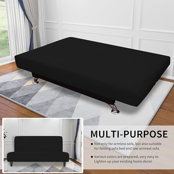 Easy-Going Stretch Futon Slipcover Armless Futon Bed Cover Furniture Protector - Image 4