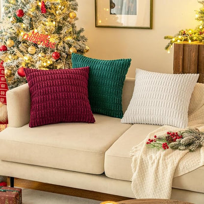 MIULEE Pack of 2 Christmas Burgundy Corduroy Decorative Pillow Covers 12x12 - Image 8