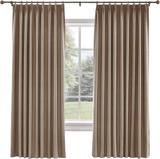 TWOPAGES 72 W x 84 L inch Pinch Pleated Curtain Room Darkening Linen Drapery by TWOPAGES
