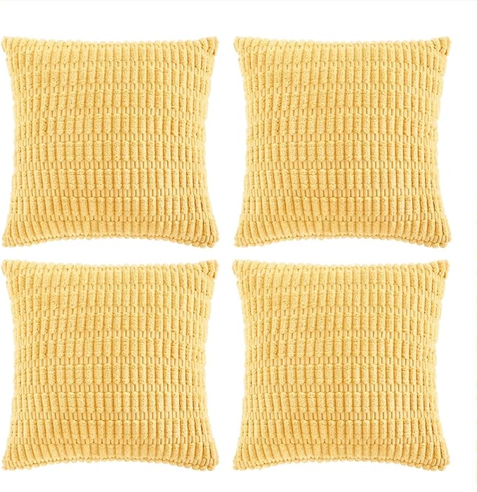 Fancy Homi 4 Packs Yellow Spring Decorative Throw Pillow Covers 20x20 Inch by Fancy+Homi