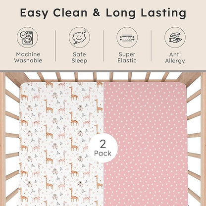 Baby Crib Sheets for Boys Girls Neutral, 2 Pack Crib Mattress Sheet for - Image 6