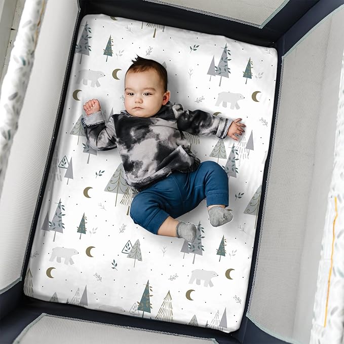 Pack n Play Sheets, BROLEX 2 Pack Mini Crib Sheets, Stretchy Portable Fitted - Image 6