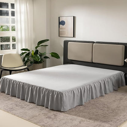 Grey Bed Skirt King Size Ruffled Bed Skirt - Image 6