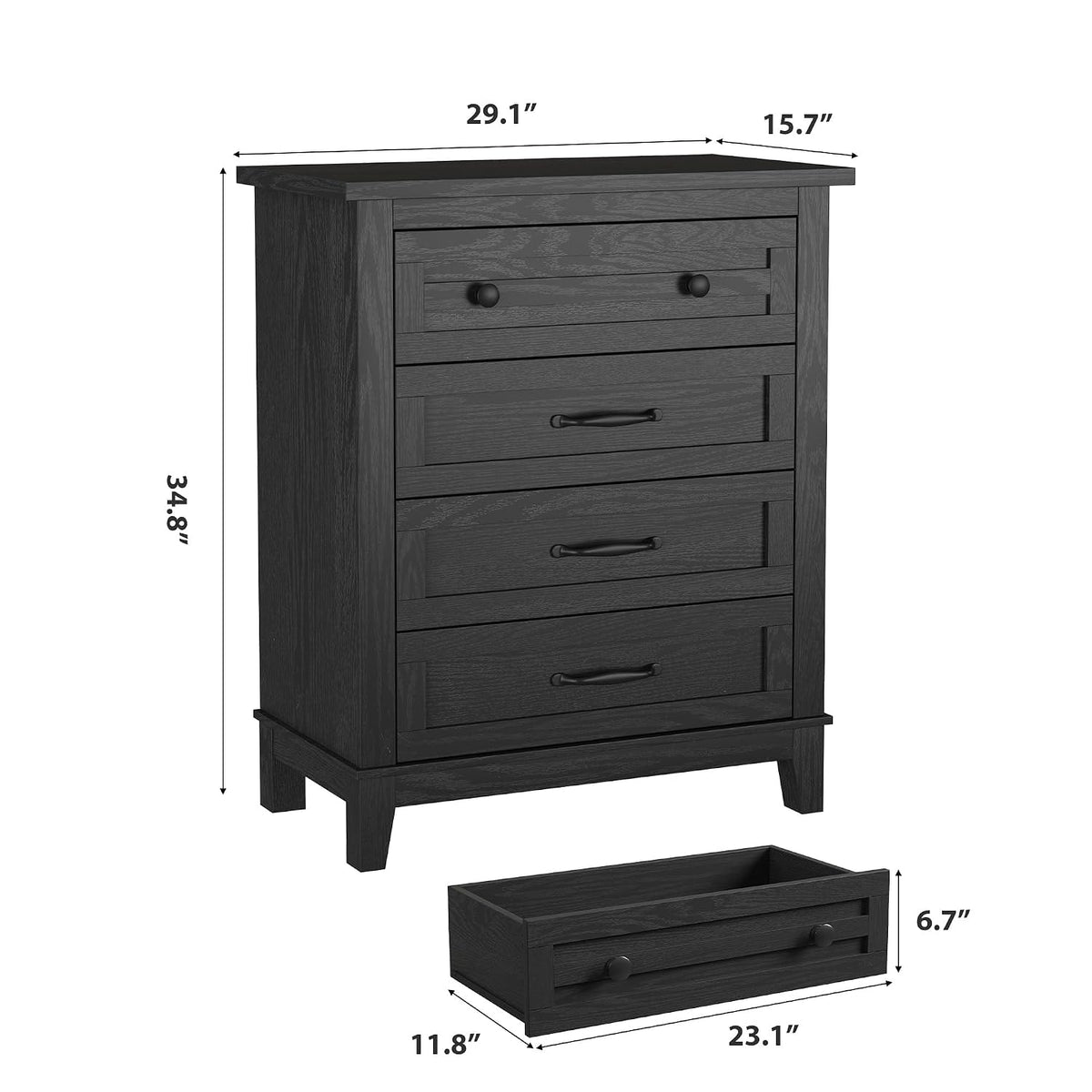 garveehome 4 dresser for bedroom, 34.8" tall vertical shown in use